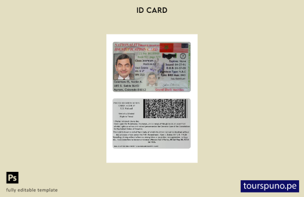 listo para imprimir plantilla de tarjeta de identificación morisca americana